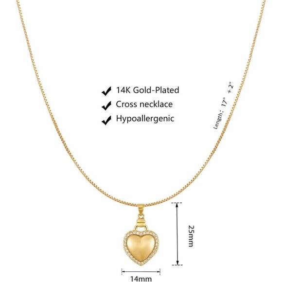 Dainty 14K Gold Plated Heart CZ Faith Necklace | Spiritual Love Gift Women - Picture 7 of 7